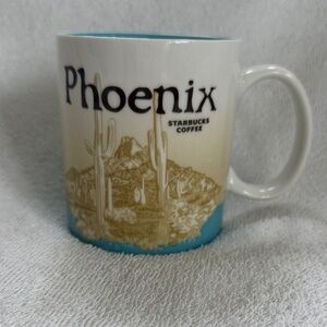 Starbucks Phoenix Global Icon Series Collectors Mug Lt Blue and Cream 2012 16 oz